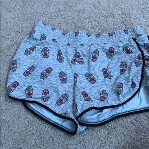 Gray shorts with coffee pattern